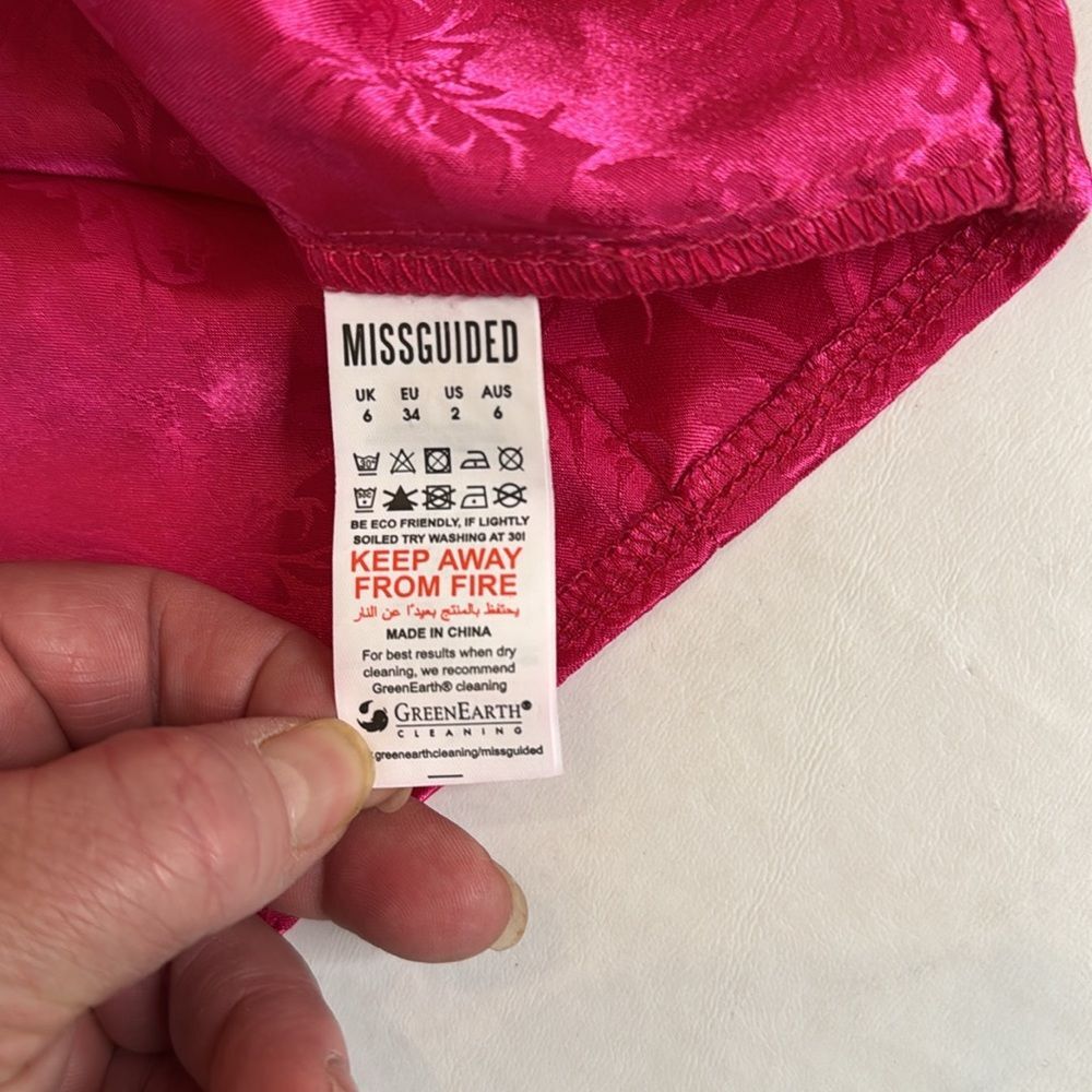 Bright Pink Satin Wrap Blouse - Picture 6 of 9